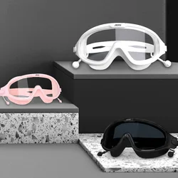 Big Frame Waterproof Anti-fog HD Swimming Goggles Earplug Silicone Swim Glasses Professional Adult Unisex Swimming Equipment