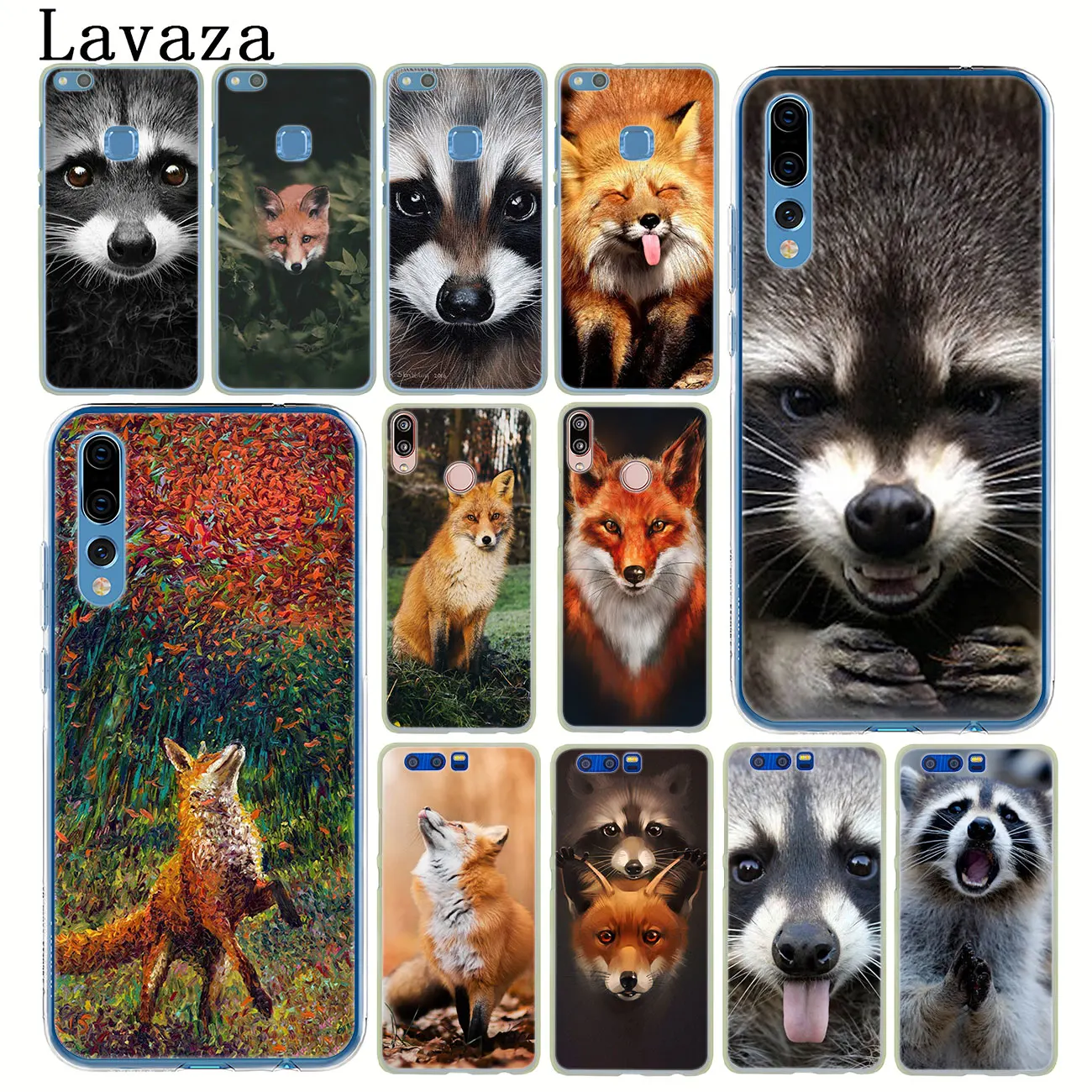 

Lavaza Animal Raccoon Fox Phone Case for Huawei P30 P20 Pro P9 P10 Plus P8 Lite Mini 2016 2017 P smart Z 2019 Cover