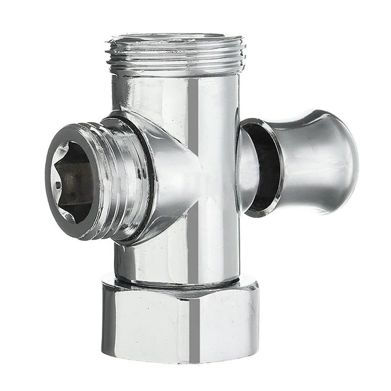 

3-Way T-adapter Shower Diverter Valve G1/2inch & G3/4inch Connector Chrome color