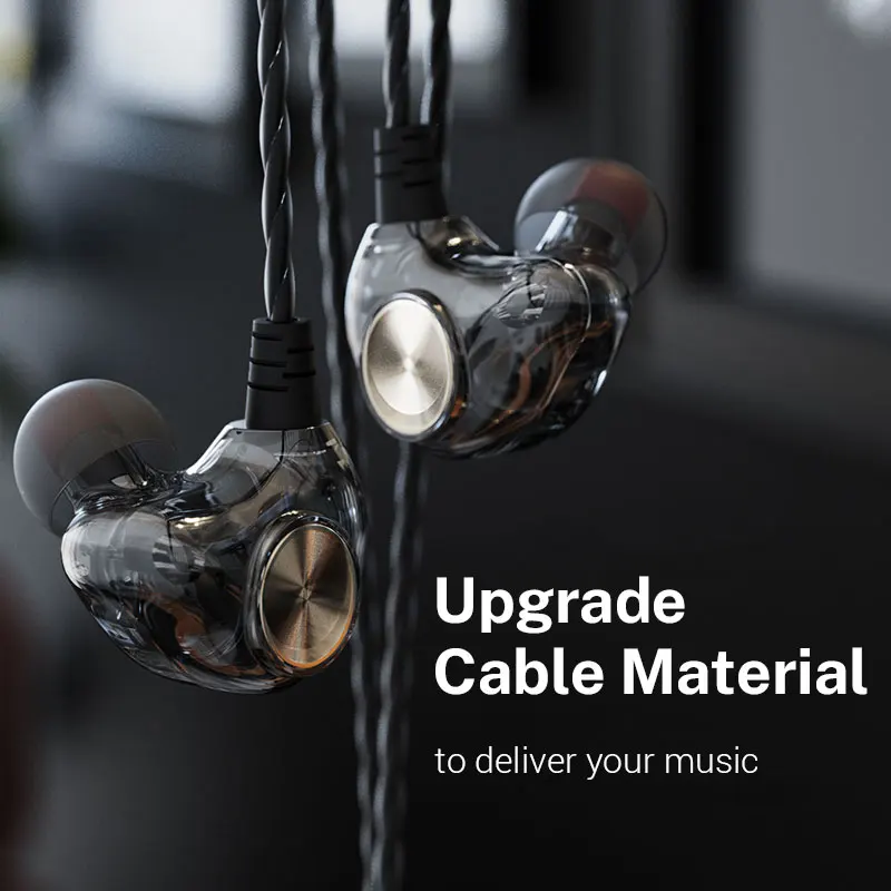 3.5mm Wired headphones 5D Bass for Xiaomi Hybrid Pro Piston 3 Transparent Sport Earphones for Sony Redmi Note 8 Pro