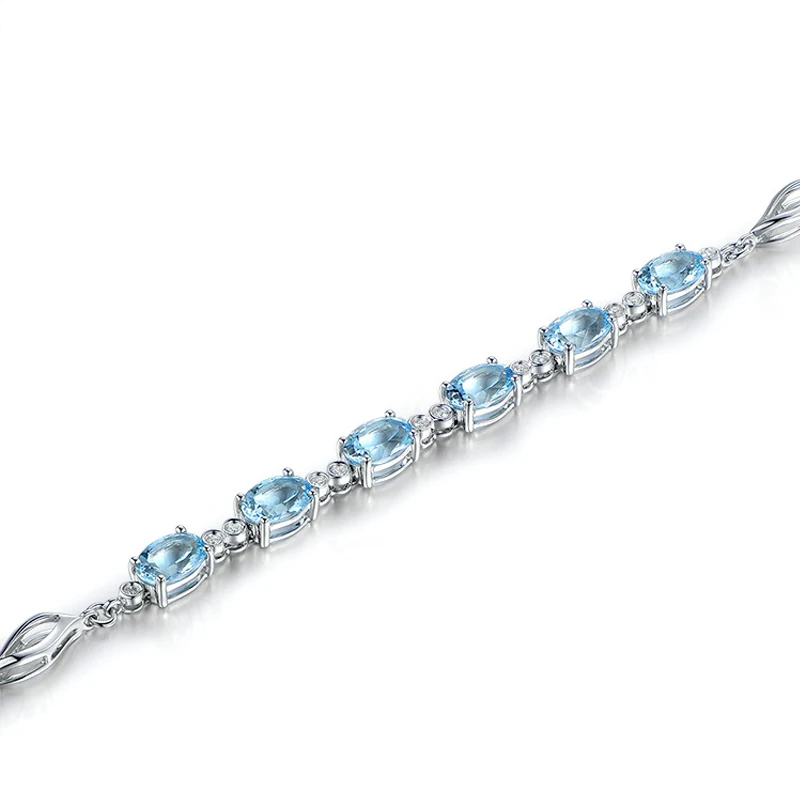 Серебро 925 пробы натуральный Сапфировый Браслет для Для женщин 18k Белый позолоченный Циркон синий драгоценный камень Браслеты красивые украшения с кристаллами