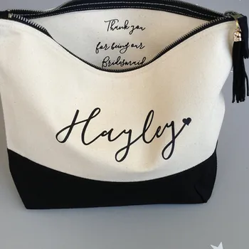 

personalised Bridesmaid makeup bag, Wedding thank you cosmetic bag, maid of honor make up bag custom birthday cosmetic bag,
