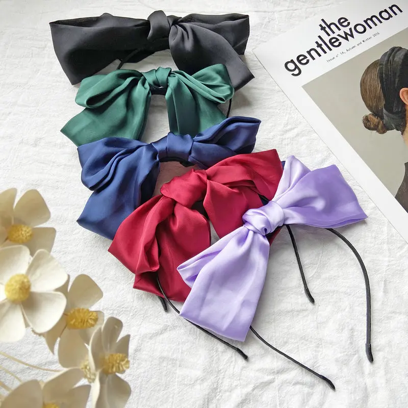 2021 Fashion Girls Retro Black Velvet Bow Hairpin Ladies Wedding Long Satin Ribbon Korean Hairpin Hair Accessories Headdress