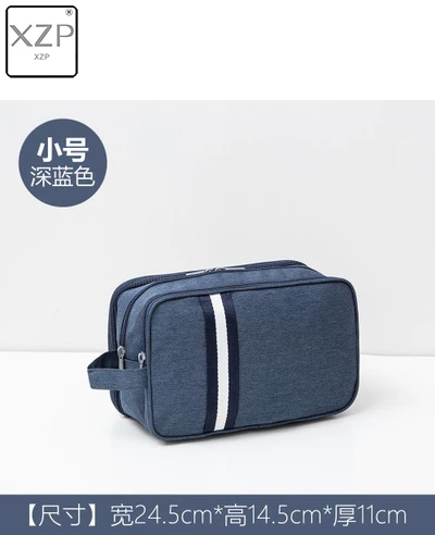 Deep Blue Small XZP дорожные холщовые комплекты для бритья косметический Органайзер для макияжа Женская Мужская туалетная сумка с двойной частью Мужская ts Kosmetyczka beauty Case - Цвет: Deep Blue Small