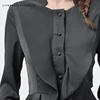 Fashion Women Square Neck Shirt Ruffles Long Sleeve Peplum Top Elegant Slim Solid Color 2020 Spring New Ladies Office Blouses 4