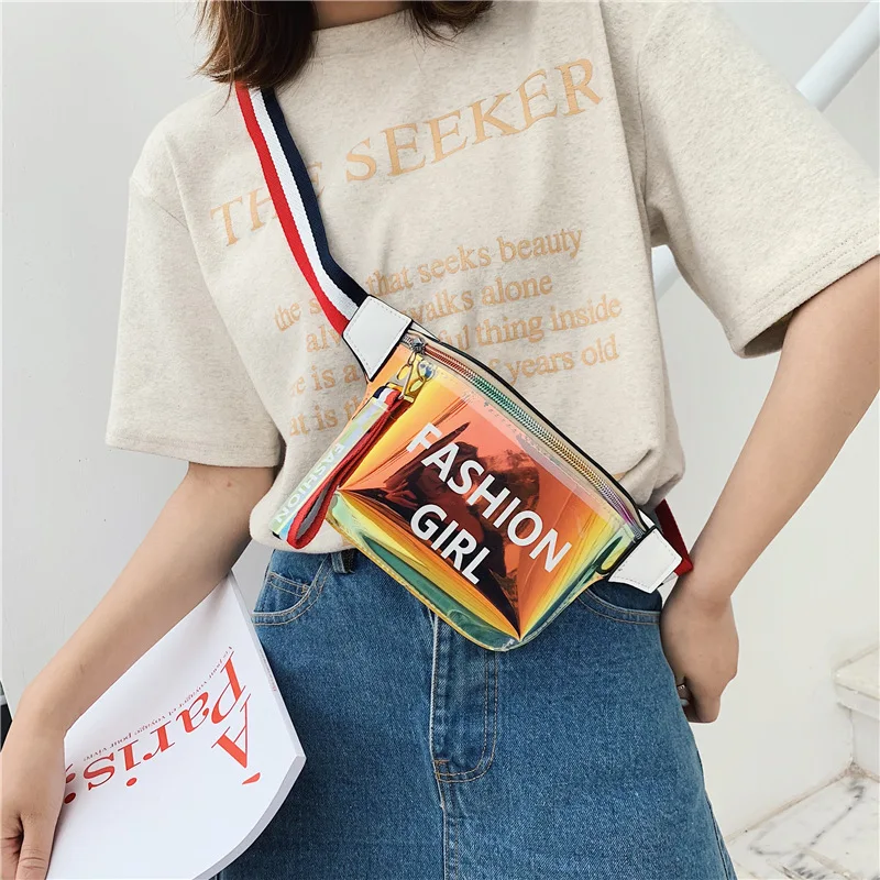 

Online Celebrity Transparent Chest Bag Women's Summer New Style Fashion Korean Versatile Fashion Small Satchel Laser Waist Pack