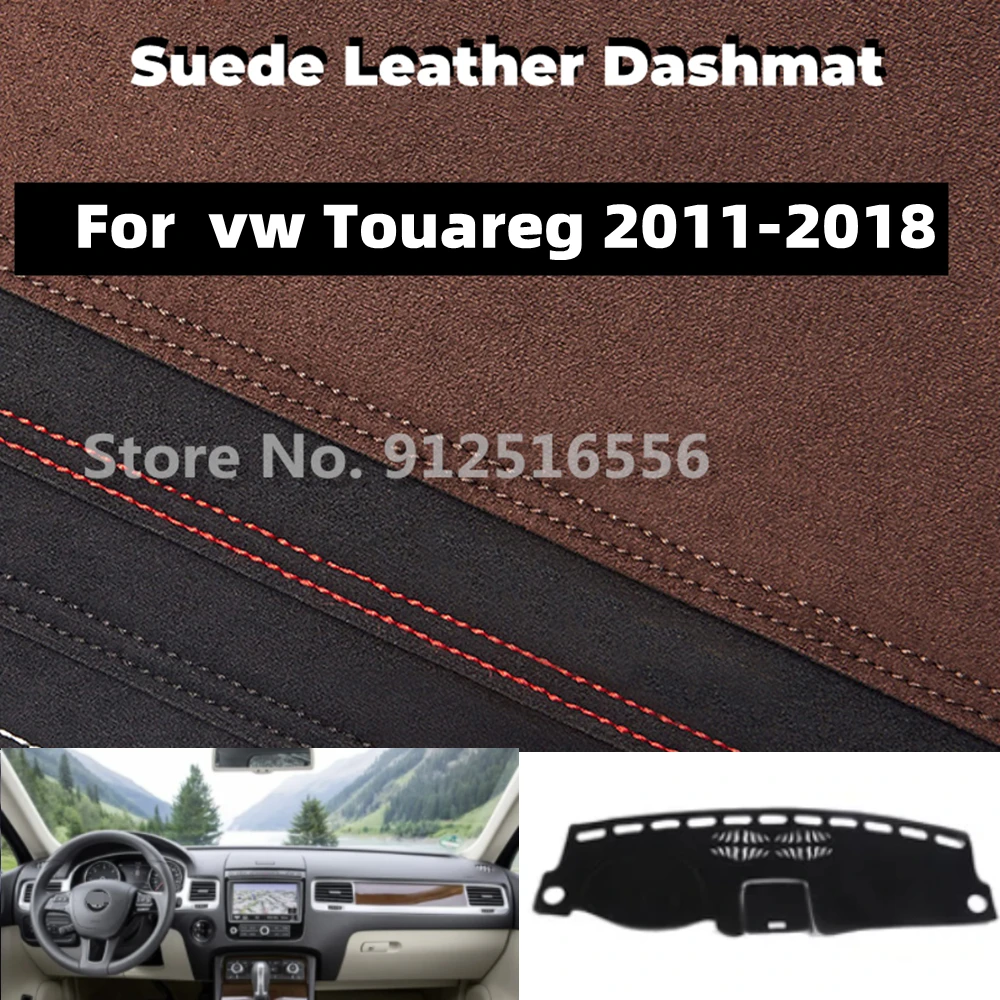 For Volkswagen VW Touareg 2011 2018 Car Suede Leather Dashmat Dash Mats