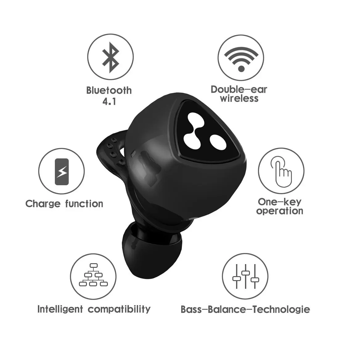 Bluetooth наушники беспроводные наушники мини Близнецы стерео V4.1 наушники зарядный чехол для IOS Android