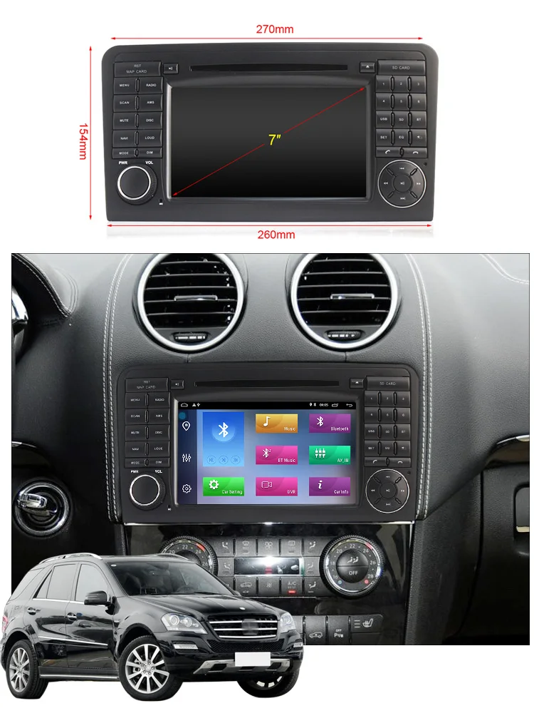 Navifly Android 9,1 автомобильный мультимедийный DVD плейерт для Mercedes Benz ML серии W164 ML GL gps навигация радио AM карта 2G ram 32G rom