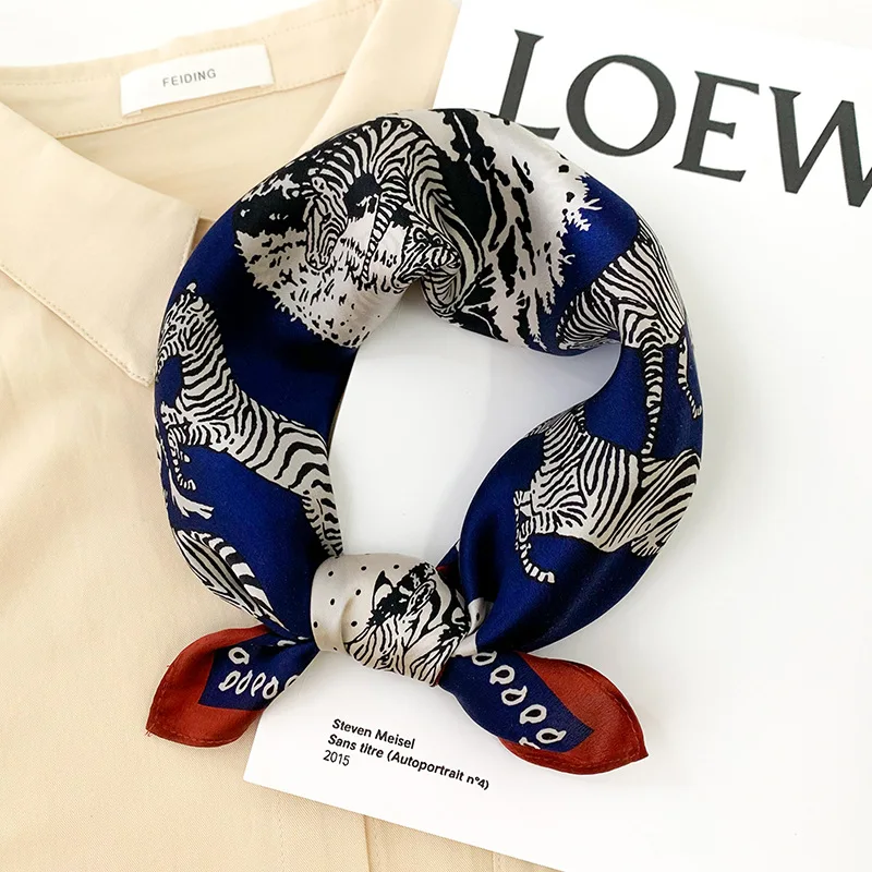 Квадратный шарф с принтом зебры 100% натуральный шелк Женская шаль модный шейный