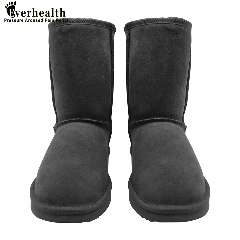 Basic Winter Snow Boots for Women Sheepskin Suede Leather Mid calf Slip on Shearling Fur Boots Rubber Sole Flats Solid Grey|Mid-Calf Boots| - AliExpress