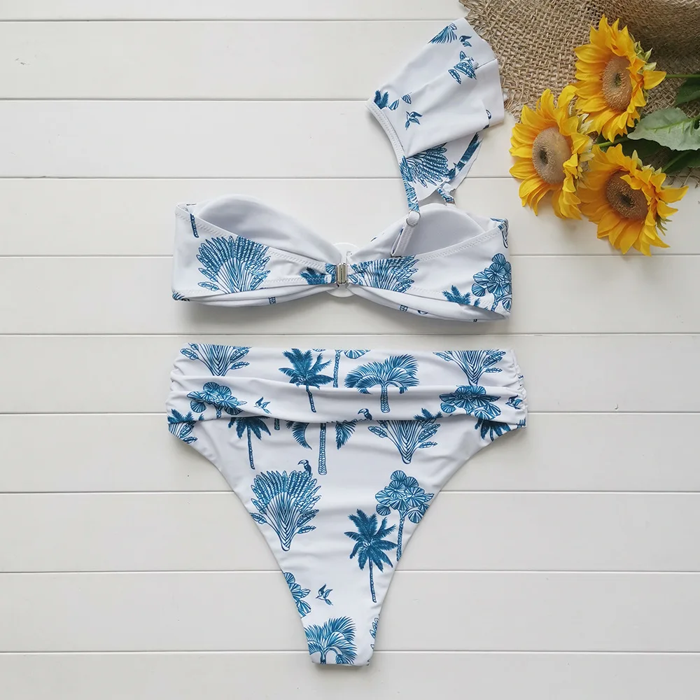 Sexy 2020 Bikini Swimsuit Women Swimwear Push Up Bikinis Set Leaf Print Female High Waist Swimming Suits for Bathing Suit