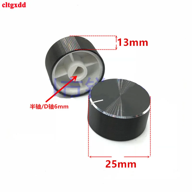 1 pcs diameter 25mm 25x13mm 6mm Shaft Hole Aluminum Alloy Potentiometer Knob Black (D-axis) potentiometer knob cap aluminum knob