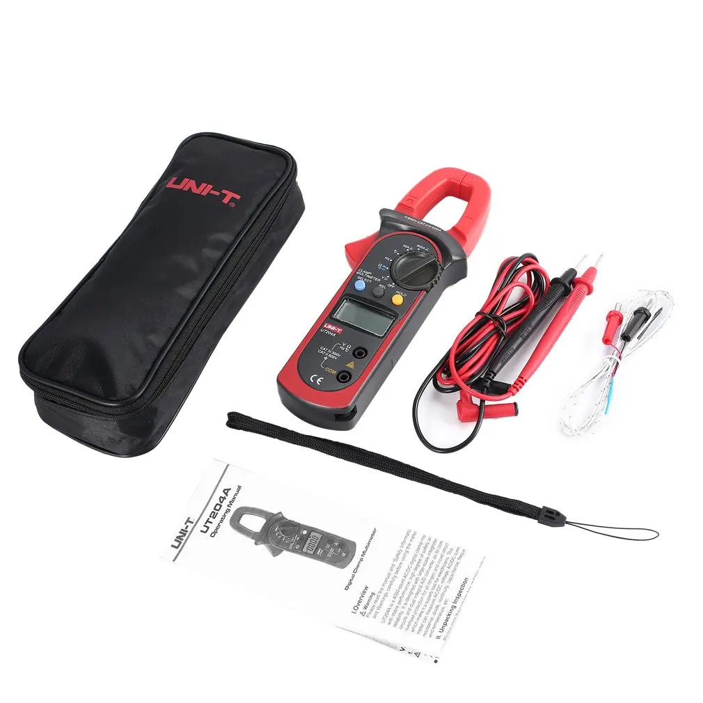 

UT204A 4000 Counts Auto Range Digital Handheld Clamp Multimeter Volmeter with Auto Range DC/AC Voltage Current Temperature