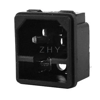 

Black 3 Pins IEC 320 C14 Inlet Male Power Plug Socket Adapter AC 250V 10A