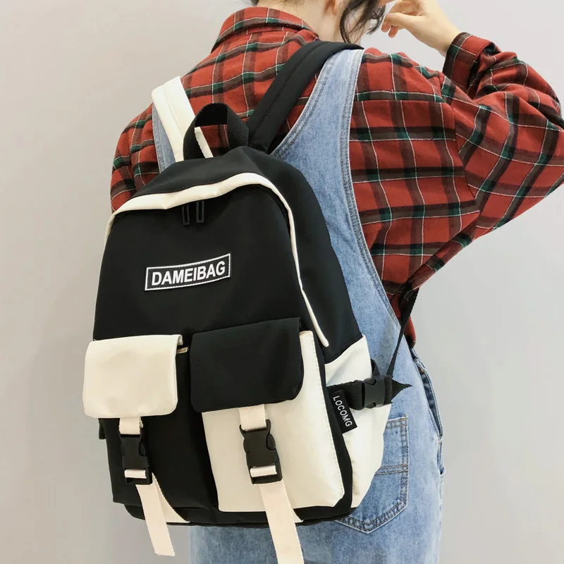 Women Backpack Female DCIMOR Waterproof Schoolbag Mochilas Panelled Nylon Teenage-Girls