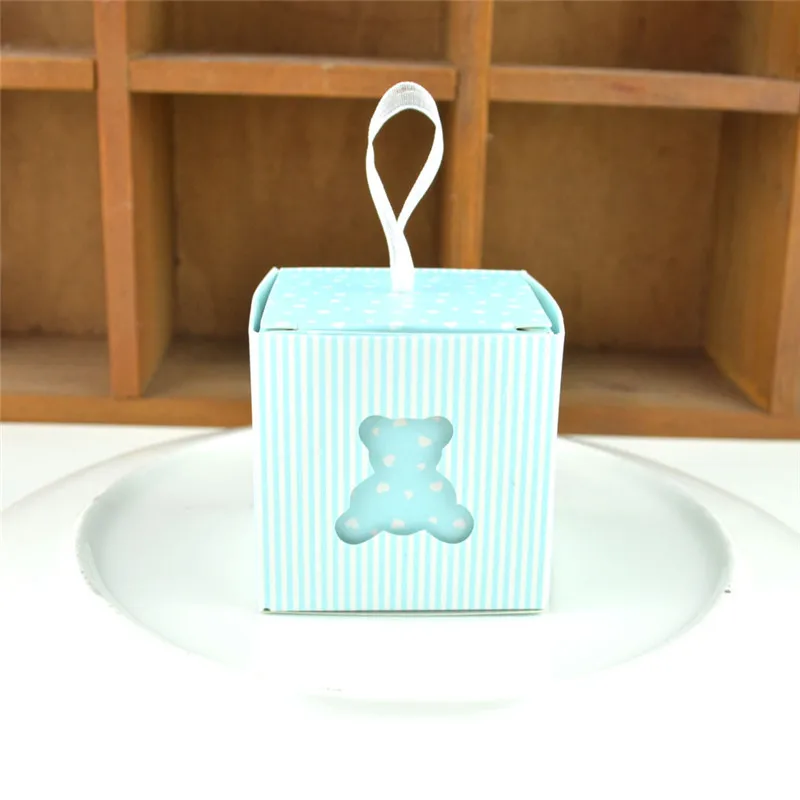 6 шт. Европейский полый конфетный Подарочная коробка милый подарок DIY коробочки для драже медведь свадебные декорации Свадебная вечеринка бумажная упаковка с ручками - Цвет: Blue Bear Box