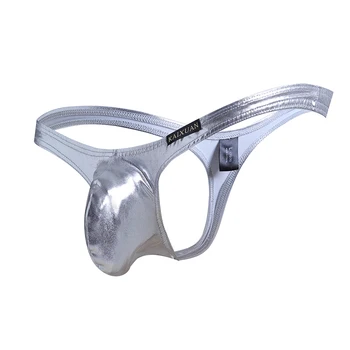 

Mens Latex Thong Leather Mens Thongs and G Strings Solid Color Bulge Pouch T-back Bikini Underwear Lingerie Briefs Thongs