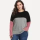 Blusa de manga larga para mujer, camisa holgada Multicolor con contraste, talla grande 5XL, 2021