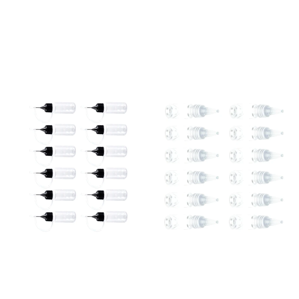 24x Needle Tip Bottle for Liquid Juice E-Shisha Dropper Filler 10ml + 15ml