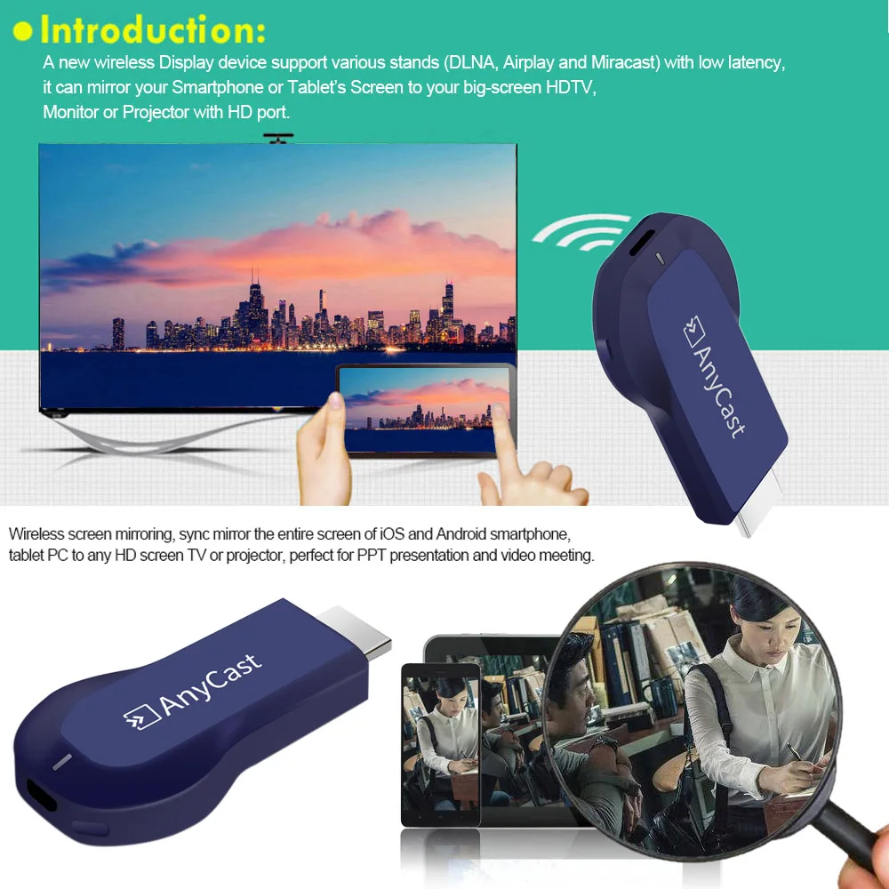 2019 AnyCast HD smart TV Stick Новый Беспроводной Wi Fi дисплей ключ приемник 1080P Miracast Airplay