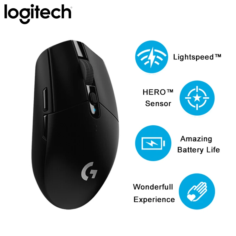 Игровая беспроводная мышь logitech G304 с датчиком LIGHTSPEED HERO, 12000 точек/дюйм, геймерская мышь для Windows Mac, игровая мышь