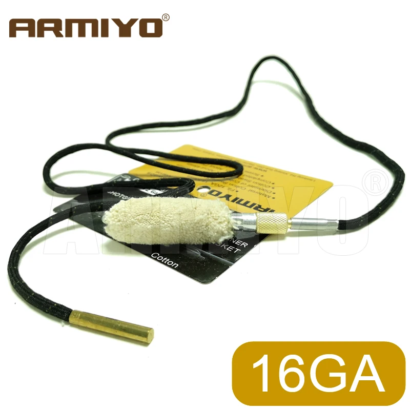 Armiyo Cotton 16GA 16 Gauge 16.8mm Gun Bore Swabs Brush Barrel Cleaner Hunting Cleaning Accessories Thread 5/16"-26T |