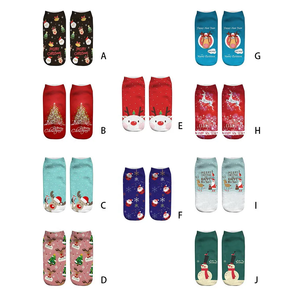 Winter Women Invisible Socks Warm Wool Christmas Mid-calf Socks Woolen Snowflake Deer Comfortable Gift Girls Cute
