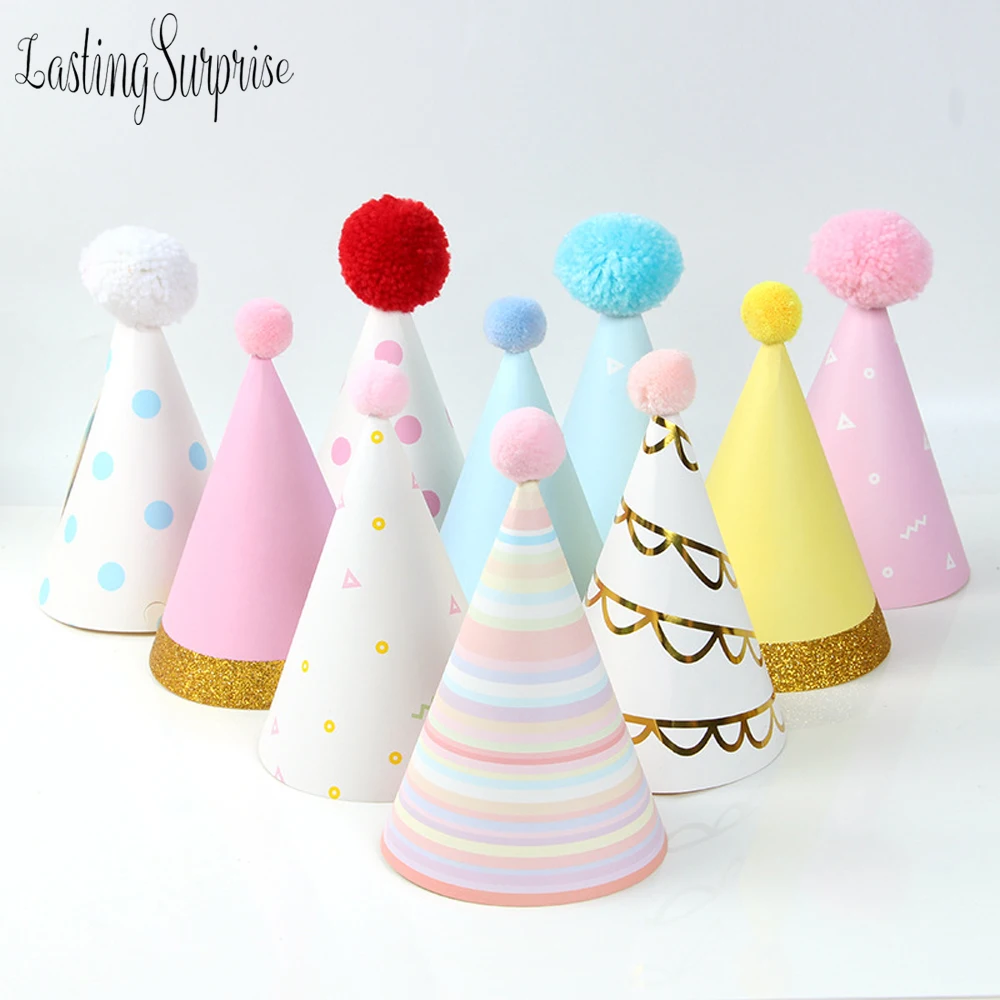 11 Pieces Cute Happy Birthday Party Hats Polka Dot DIY Handmade Cap Crown Gifts
