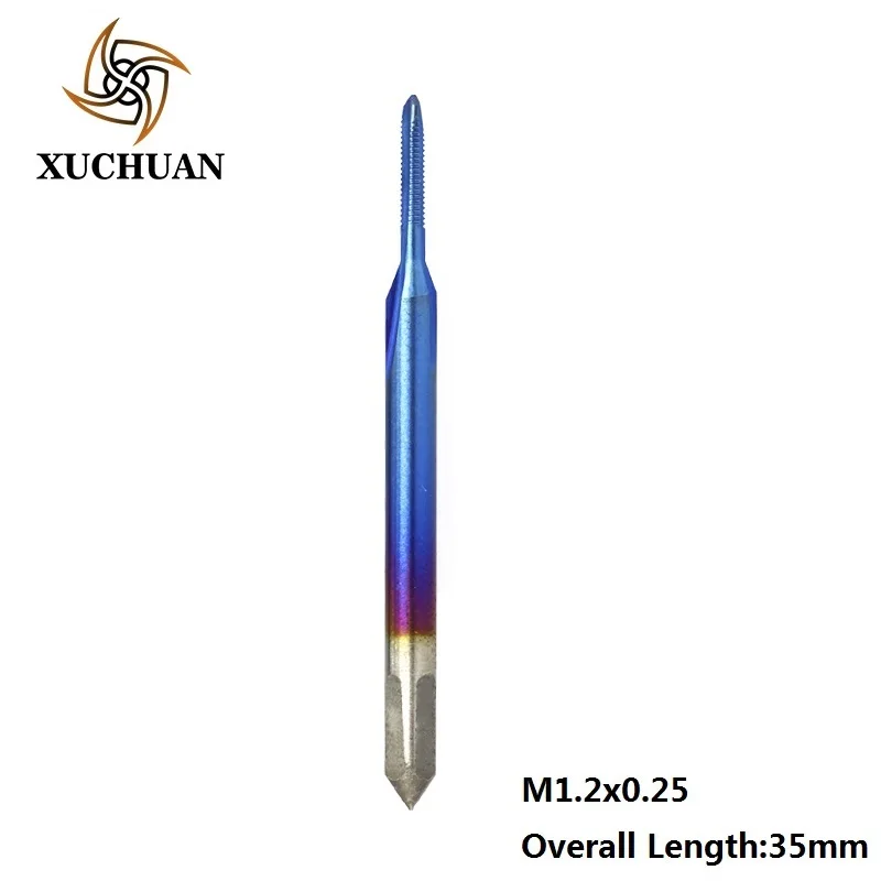 1pc M1.2x0.25 Высокоскоростной стальной 6542 прямой Метчик сверло M1-M1.8 машина кран винт Отверстие Сверло метрический резьбовой кран нано синий с покрытием кран - Цвет: 1pc M1.2x0.25