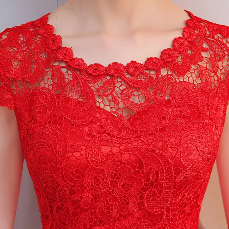 Тост одежда невесты cheongsam Новое Красное Кружевное платье cheongsam свадебное платье женское платье Короткая секция повседневная одежда