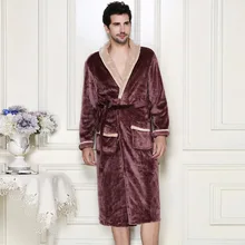 Плотный теплый мягкий парный фланелевый банный халат badjas с карманами, зимний длинный халат для женщин и мужчин, ночная рубашка, домашняя одежда для сна