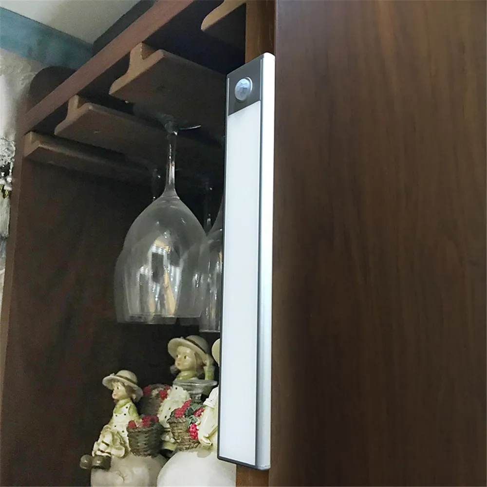 23/40/60 см движения PIR Сенсор светодиодная подсветка под шкаф USB Перезаряжаемые шкаф для одежды шкаф ночной Светильник для Кухня наружные настенные лампы