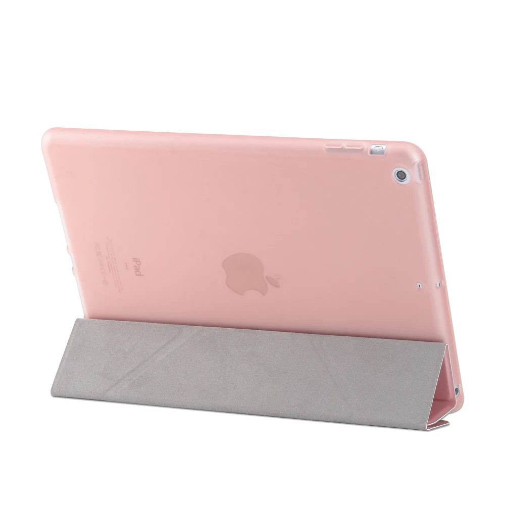 Для iPad Air 1 iPad 5 A1474 A1475 A1476 чехол для планшета, ПУ; кожа; Силикон Мягкая задняя смарт-крышка с трифолд подставкой авто сна