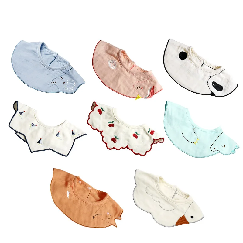 Summer Thin Baby Bibs Saliva Towel Baby Cotton Gauze Adjustable Cartoon Bib Newborn Supplies Children Burp Cloth