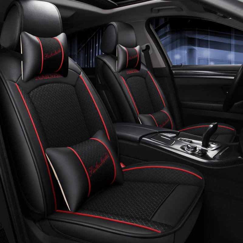 

Full Coverage PU Leather car seat cover flax fiber auto seats covers for brilliance faw v5 byd s6 s7 changan cs35