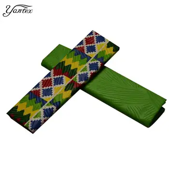 

YANTEX Ankara Fabric African Real Wax Prints Ghana Kente Design 2 Yards Mix Embossing Ankara African Fabric Plain Dyeing 2 Yards