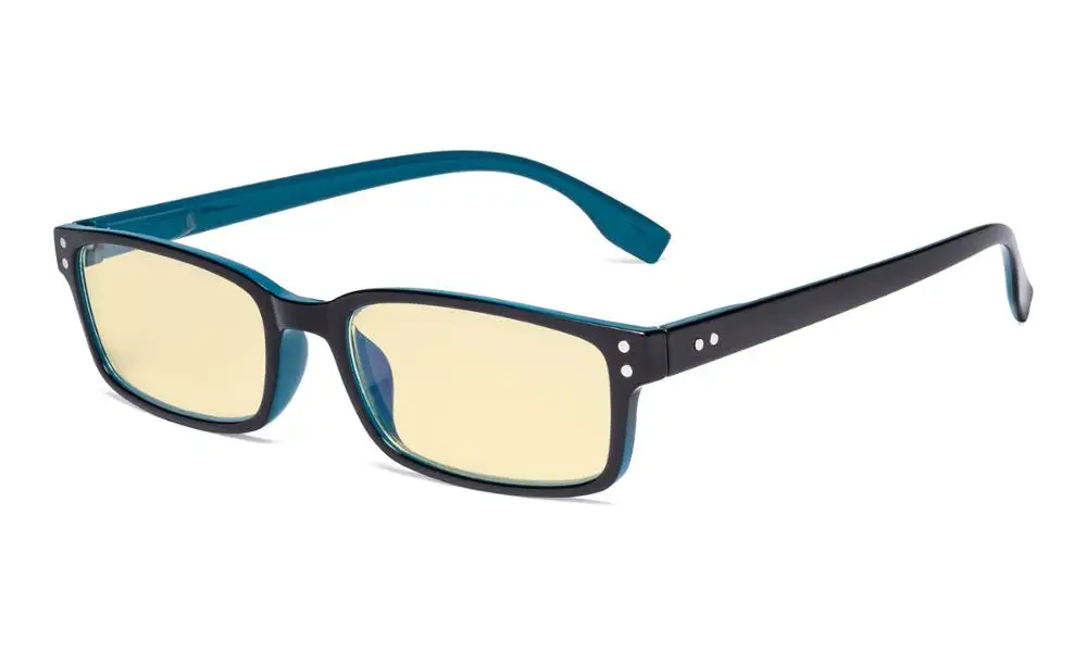 Black-Blue TM097 Eyekepper, синий светильник, блокирующие очки с желтым фильтром, линзы для компьютера, очки для мужчин и женщин - Цвет оправы: Black-Blue