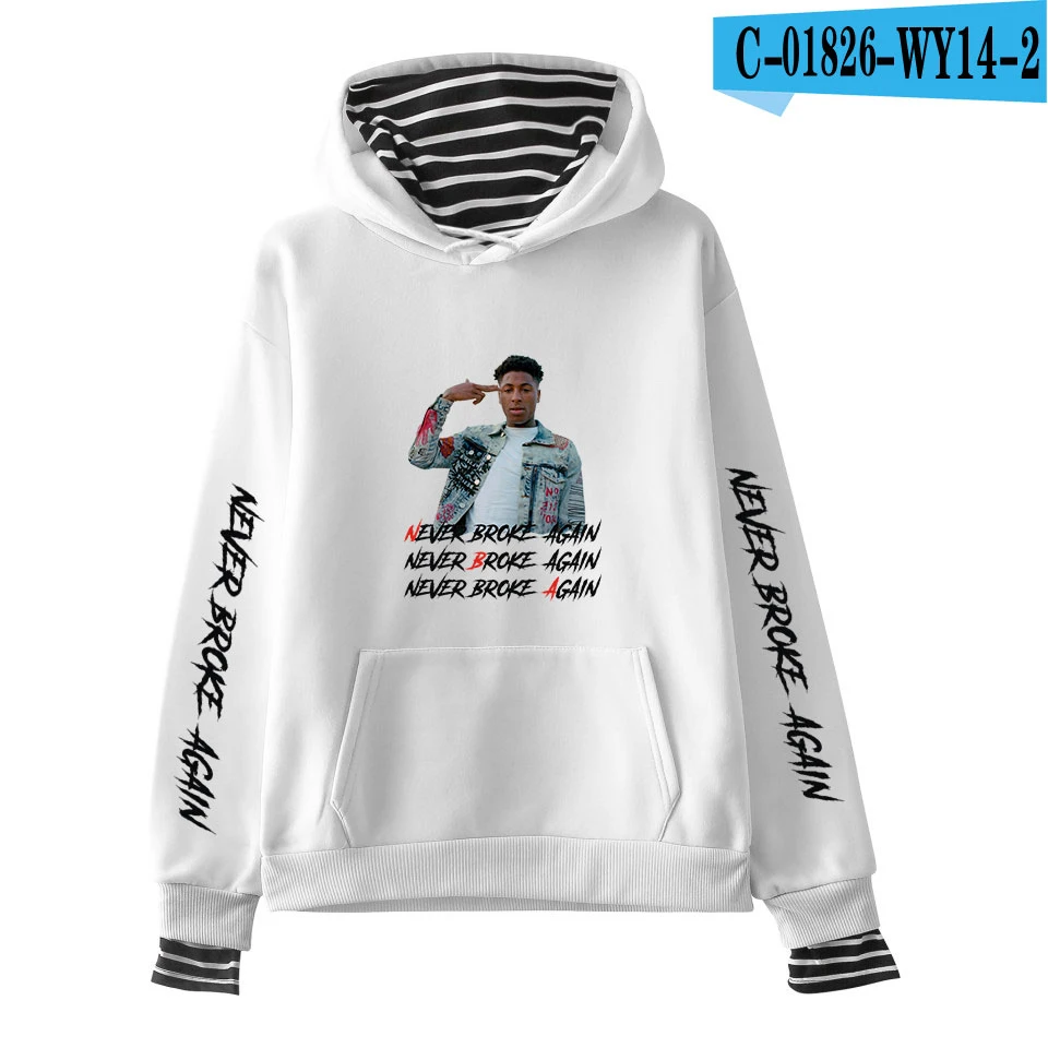 white YoungBoy никогда не сломался снова поддельные два предмета толстовки для мужчин и женщин Горячая Мода Осень Популярные толстовки Harajuku Толстовка повседневное пальто - Цвет: white