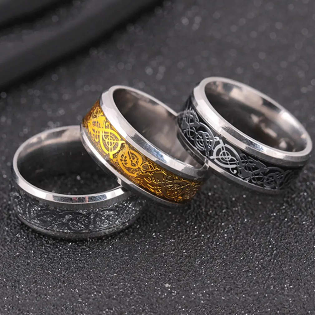 Выдолбленные резные титановые стальные кольца кольцо на палец унисекс женское