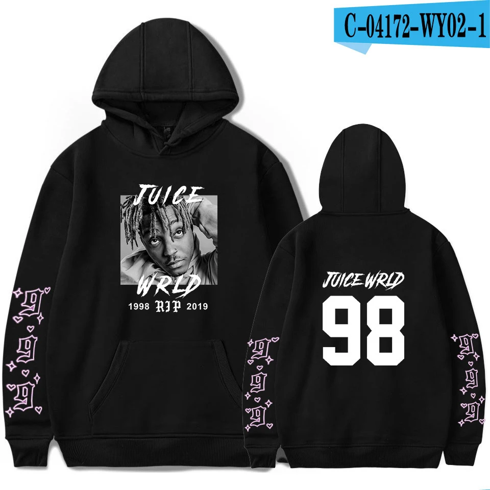 Толстовка Juce Wrld Harajuku R.I.P. Respect Rapper Juice Wrld Толстовка для мужчин и женщин Лидер продаж Juice Wrld 999 негабаритных - Цвет: black