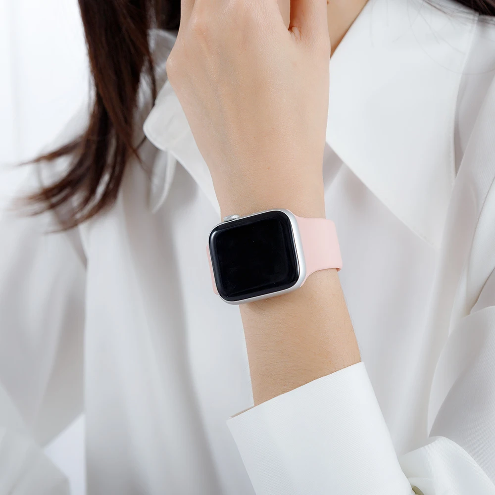 Silicone Strap for Apple Watch Band se 7 45mm 42mm 40mm 38mm smart  bracelets watchband on iWatch band for Series 7 6 5 4 3  2