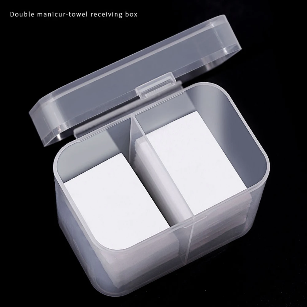 

2 Grid Plastic Storage Box With Lid Unloading Cotton Manicure Tool Cosmetic Wash Towel Storage Box Nail Pen Container Organizer
