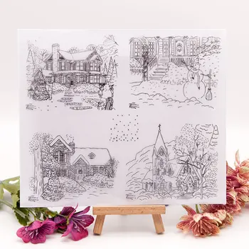 

KLJUYP Winter House Clear Stamps Scrapbook Paper Craft Clear stamp scrapbooking