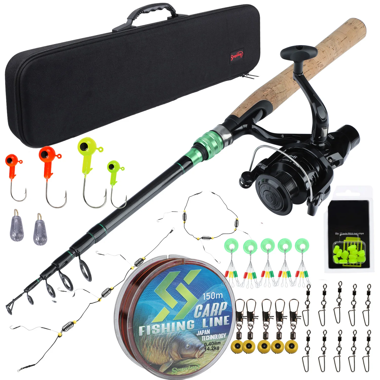 Sougayilang 1.8M 2.4M Carp Fishing Combo Spinning Feeder Rods and Carp