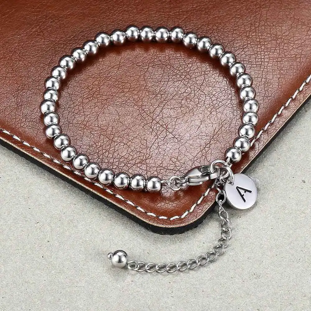 5 мм бисерное имя женские ювелирные изделия начальные браслеты с буквами для женщин девочек серебро Нержавеющая сталь уникальный дизайн дропшиппинг DB256