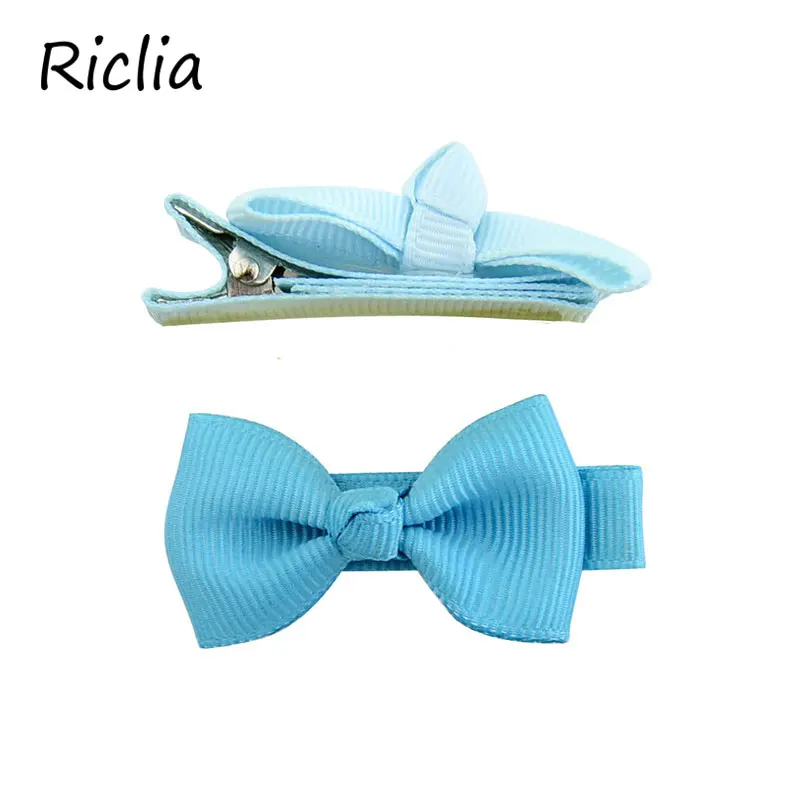 Riclia 20 шт./лот маленьким бантиком для девочек заколки для волос для детей ярких цветов Детские аксессуары для волос ручной работы бутик заколки для волос для девочек