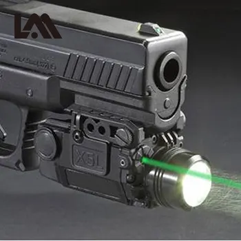 Linterna LED táctica 2 en 1 para Airsoft Glock 17 19 Series, luz verde, Mira Universal