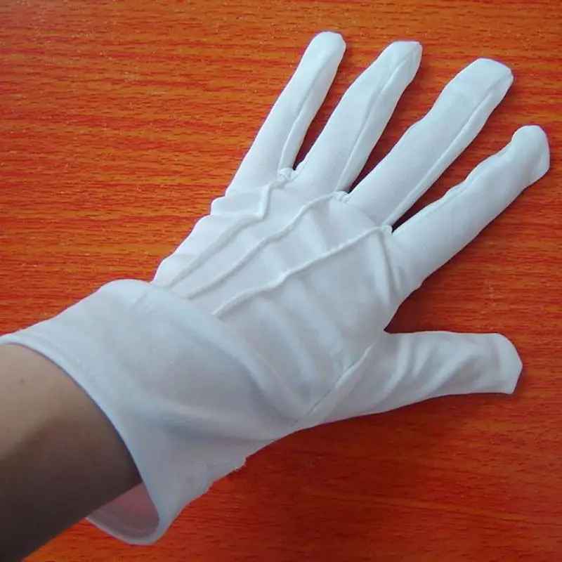 

1 pair White Gloves Magician Honor Guard Hands Protector Full Finger Men Women Formal Tuxedo Etiquette Reception Parade