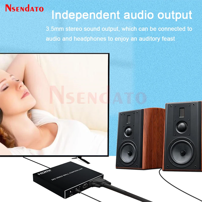 2x2 HDMI DVI TV Video wall Controller 1080P 60Hz 1X2 1X4 1X3 2X1 3x1 4X1 multi video screen processor switcher splicer 180' Flip